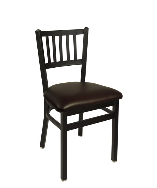BFM Seating Troy Slat Back Chair In Steel Frame And Sand Black Finish