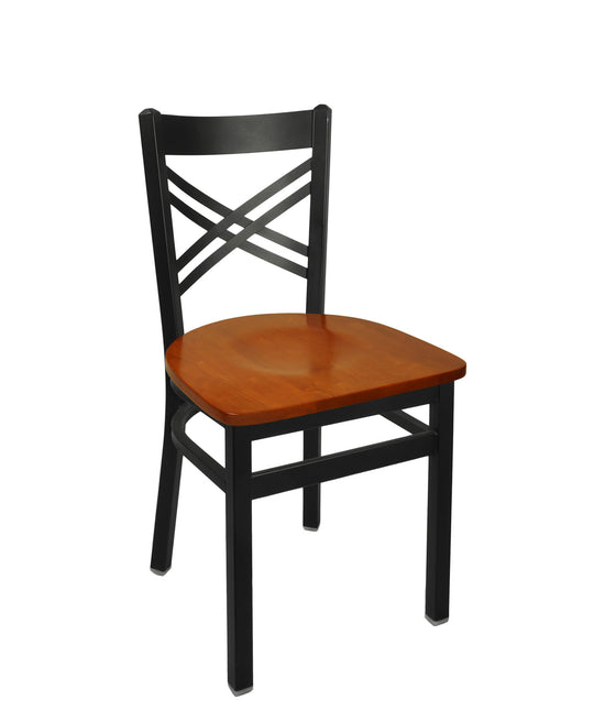BFM Seating Akrin Cross Back Chair With Steel Frame And Sand Black Finish
