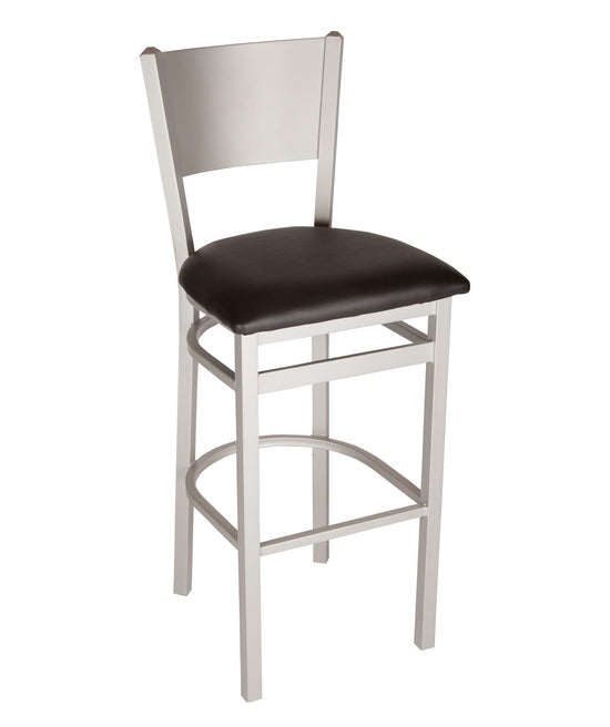 BFM Seating Axel Solid Steel Back Barstool With Steel Frame And Silver Mist Finish