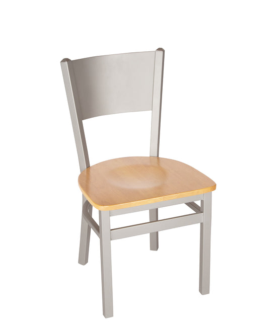 BFM Seating Axel Solid Steel Back Chair In Steel Frame And Clear Coat Finish And Steel Frame