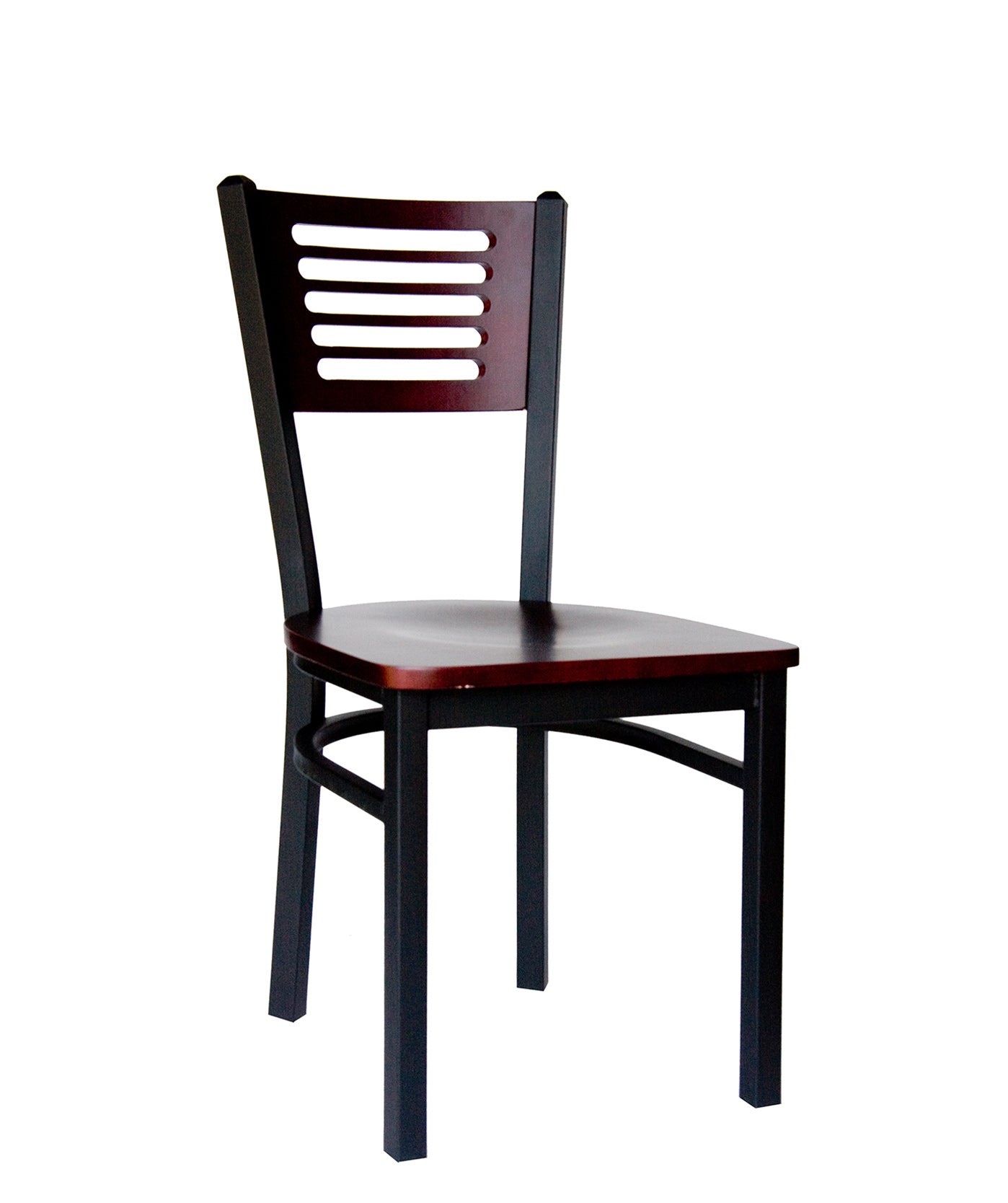 BFM Seating Espy Slotted Wood Back Chair In Steel Frame And Sand Black Finish