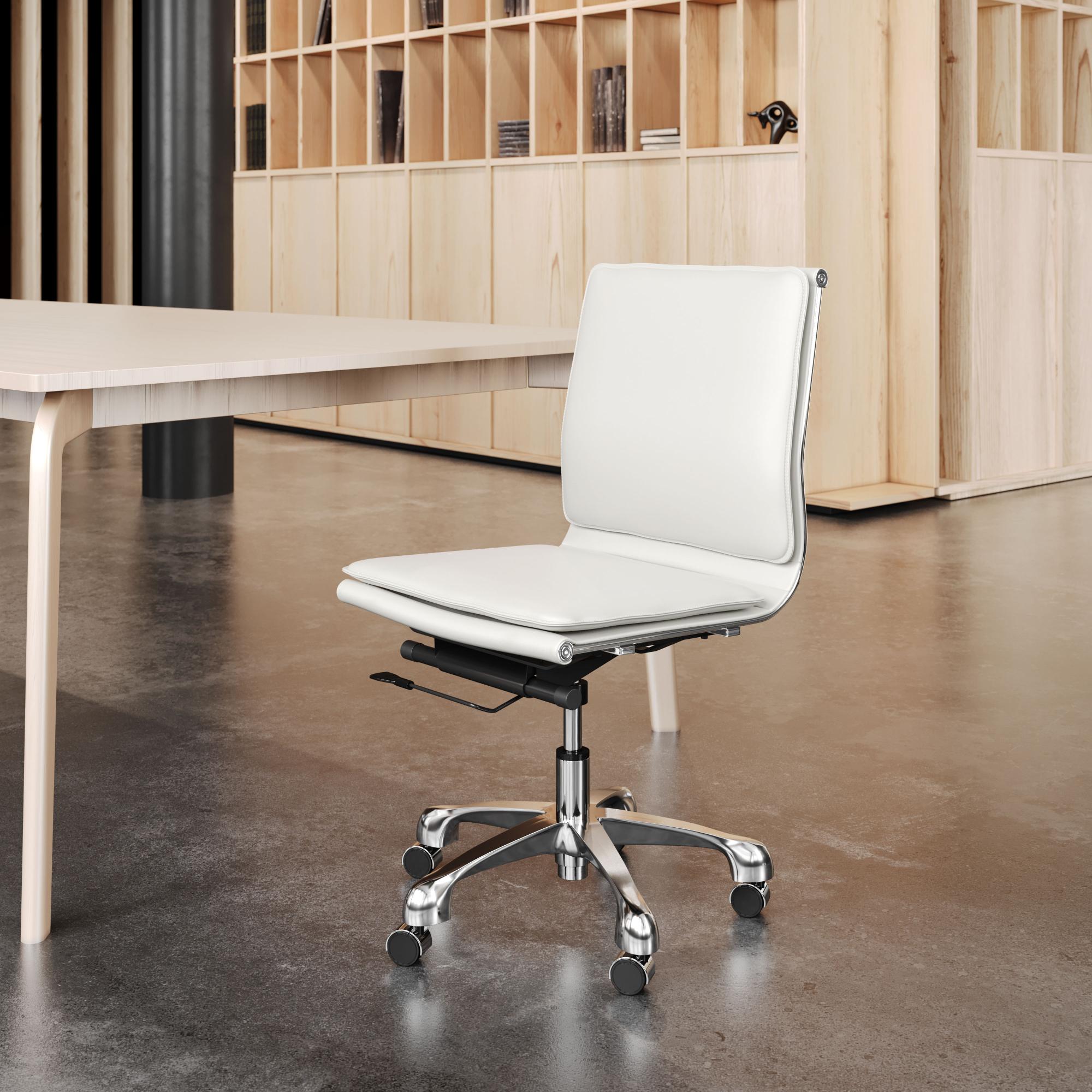Zuo Modern Lider Plus Armless Office Chair in Black/White/Gray