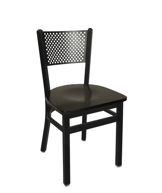 BFM Seating Polk Perforated Back Chair With Steel Frame And Sand Black Finish