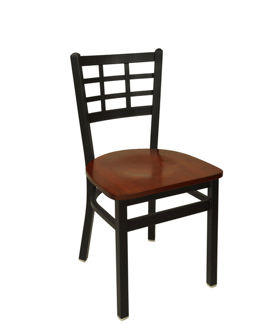 BFM Seating Marietta Window Pane Chair With Steel Frame And Sand Black Finish