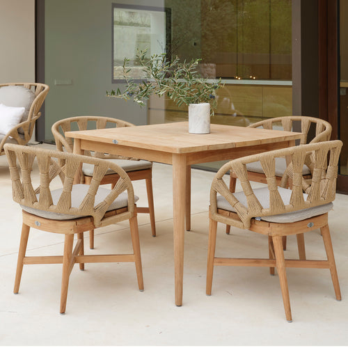 Skyline Design Krabi 5-Piece Square Dining Set with Sunbrella Cushions