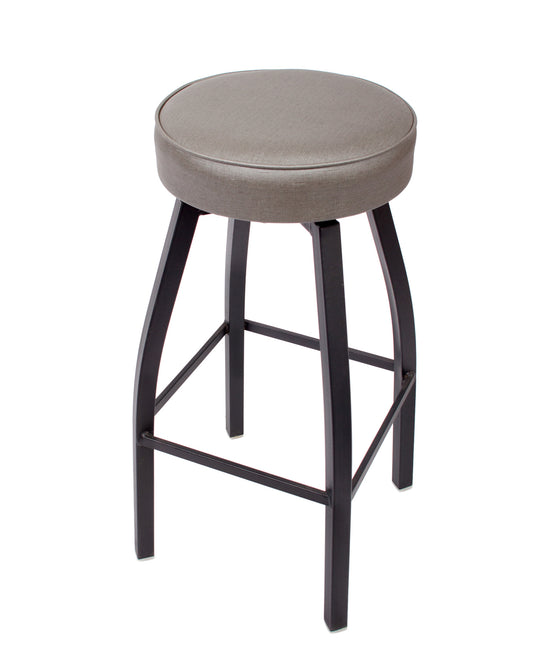 BFM Seating Kyle Backless Round Swivel Barstool With Steel Frame And Sand Black/Silver Mist Finish