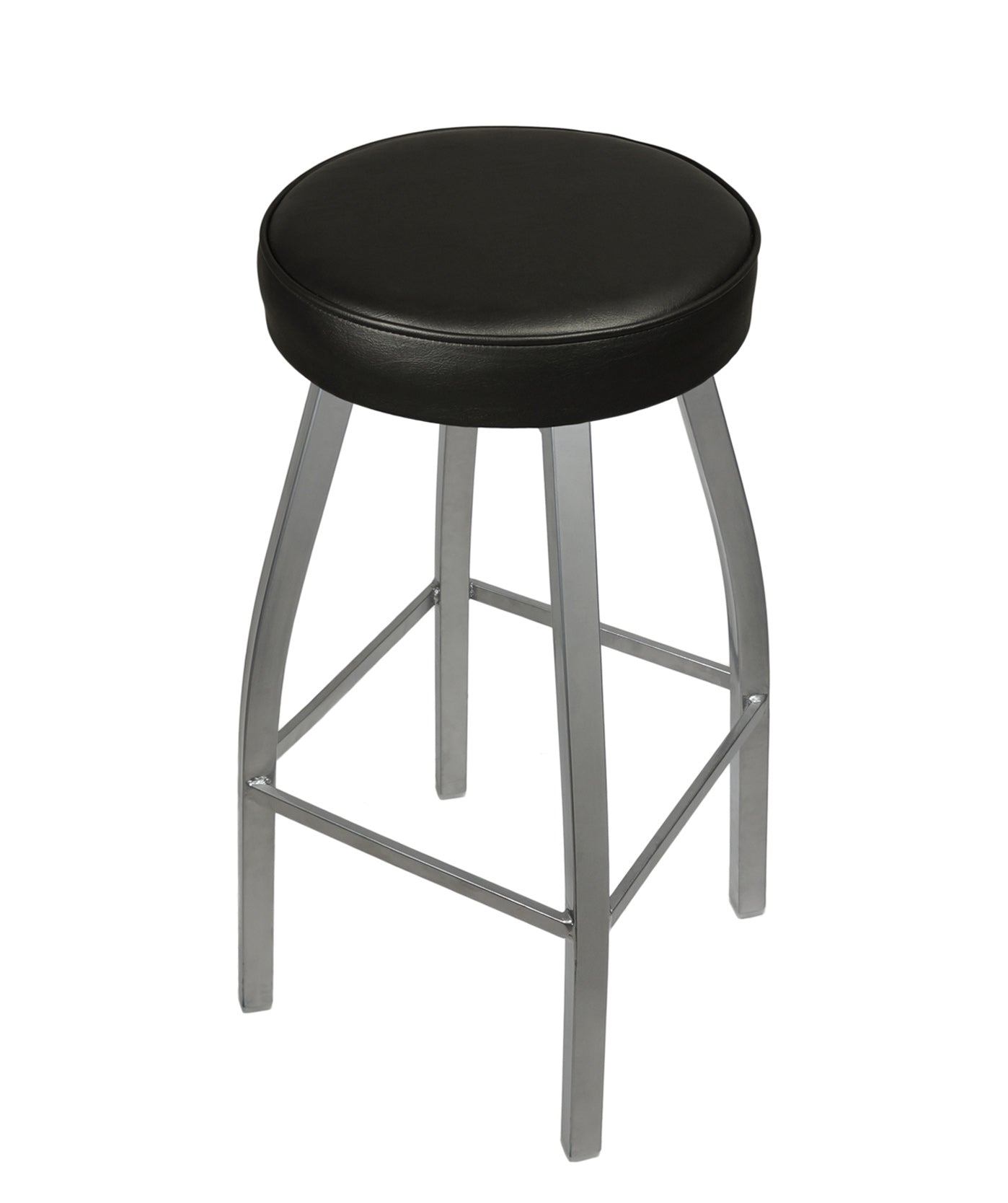 BFM Seating Kyle Backless Round Swivel Barstool With Steel Frame And Sand Black/Silver Mist Finish