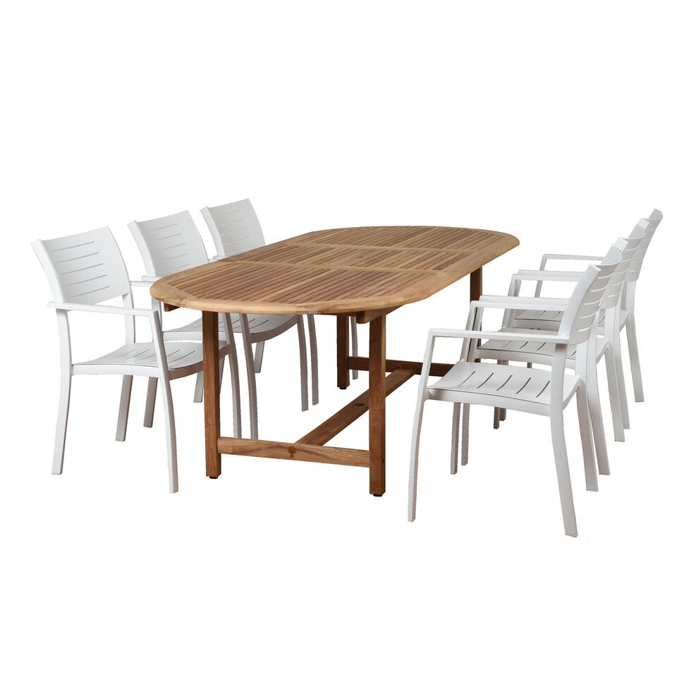International Home Miami Amazonia Noordam 7 Piece Teak Oval Patio Dining Set