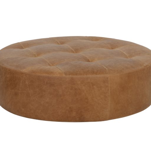 Sunpan Nilda Ottoman Camel / Vintage Charcoal Leather