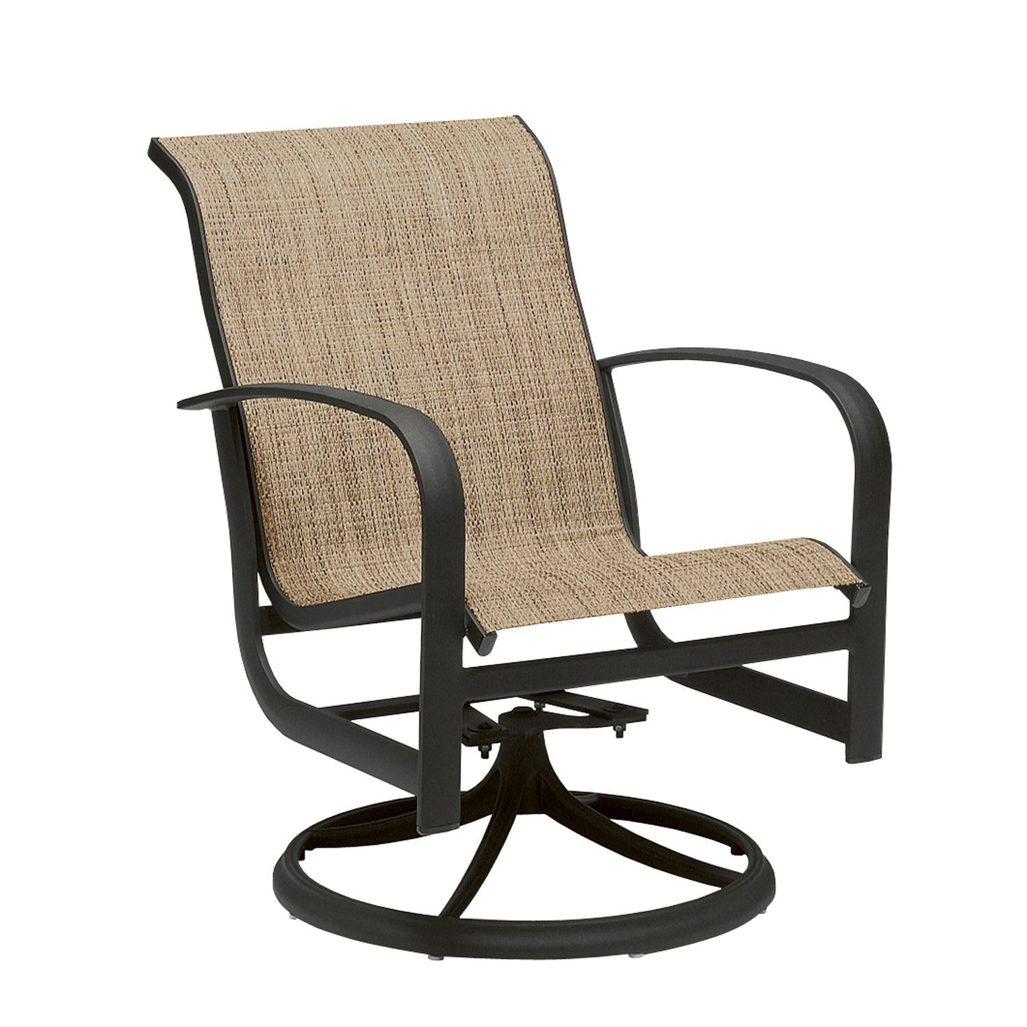 Woodard Fremont Sling Swivel Rocking Dining Armchair