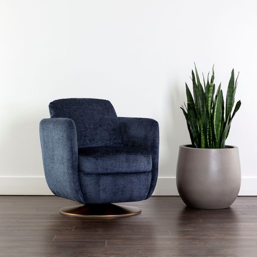 Sunpan Gilley Swivel Lounge Chair - Bergen Navy / Meg Ash