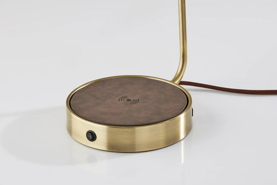 Adesso Brooks Adesso Charge Wireless Charging Desk Lamp Antique Brass