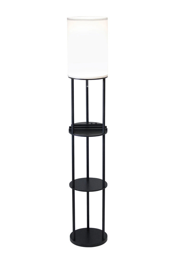 Adesso Charging Station Shelf Floor Lamp