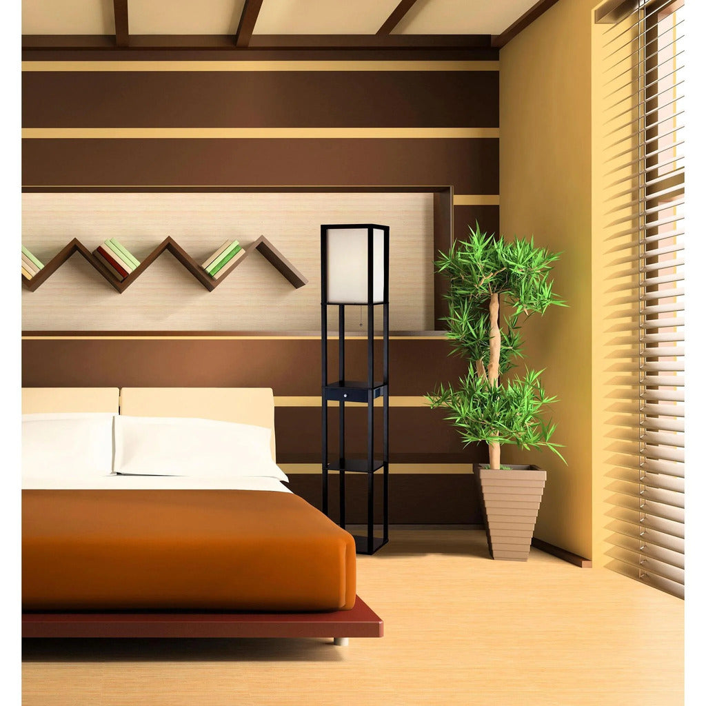 Adesso Parker Shelf Floor Lamp With Drawer