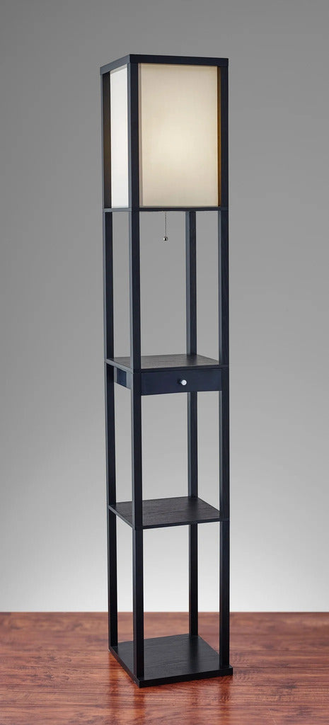 Adesso Parker Shelf Floor Lamp With Drawer