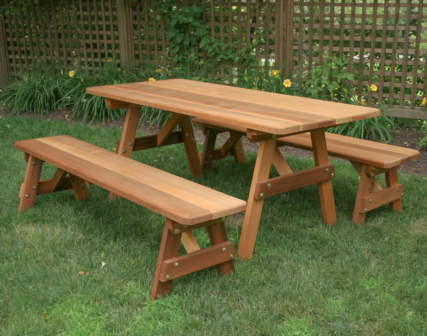 Creekvine Designs Red Cedar 32" Wide 5'/6' Classic Family Picnic Table with (2) 5'/6' Benches