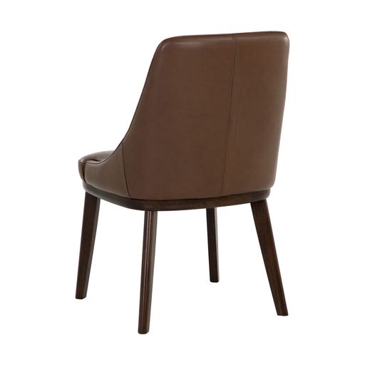 Sunpan Jody Dining Chair in Alpine Grey / Linea Light Grey / Missouri Mahogany Leather - Set of Two