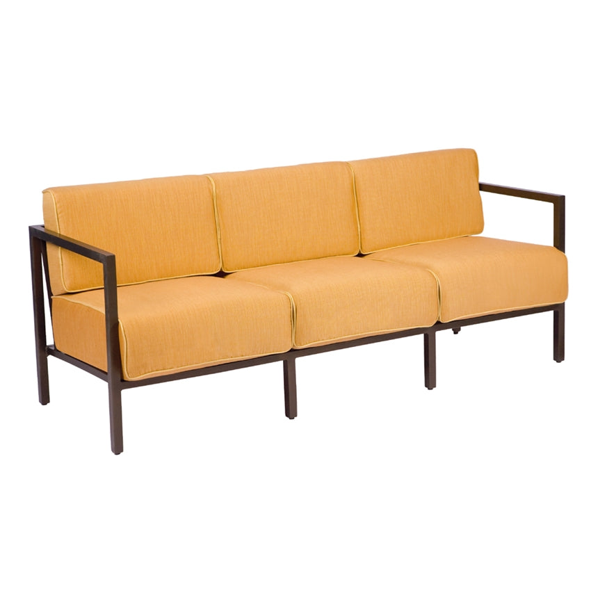 Woodard Salona Sofa, Aged Teak, Beach Bum Creamsicle (Grade A), Grade A Fabric, Garden Chairs, Sofa, Salona, Aluminum, Sofas, Rectangular, Outdoor
