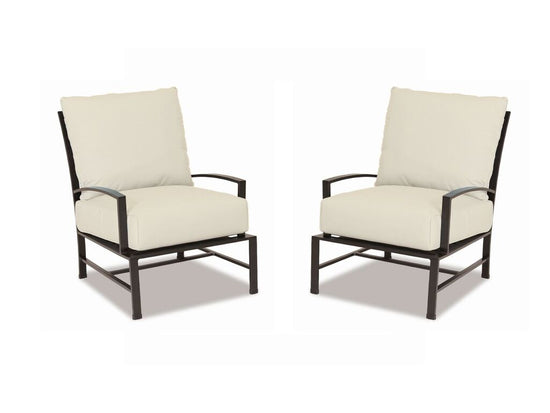 Sunset West La Jolla Aluminum Club Chair With Cushions In Canvas Flax - Set of 2