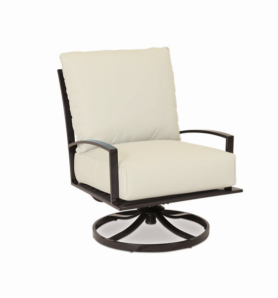 Sunset West La Jolla Aluminum Club Swivel With Cushions In Canvas Flax With Self Welt