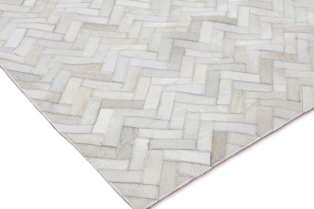 Exquisite Rugs Mosaic Leather Cowhide Ivory Area Rug