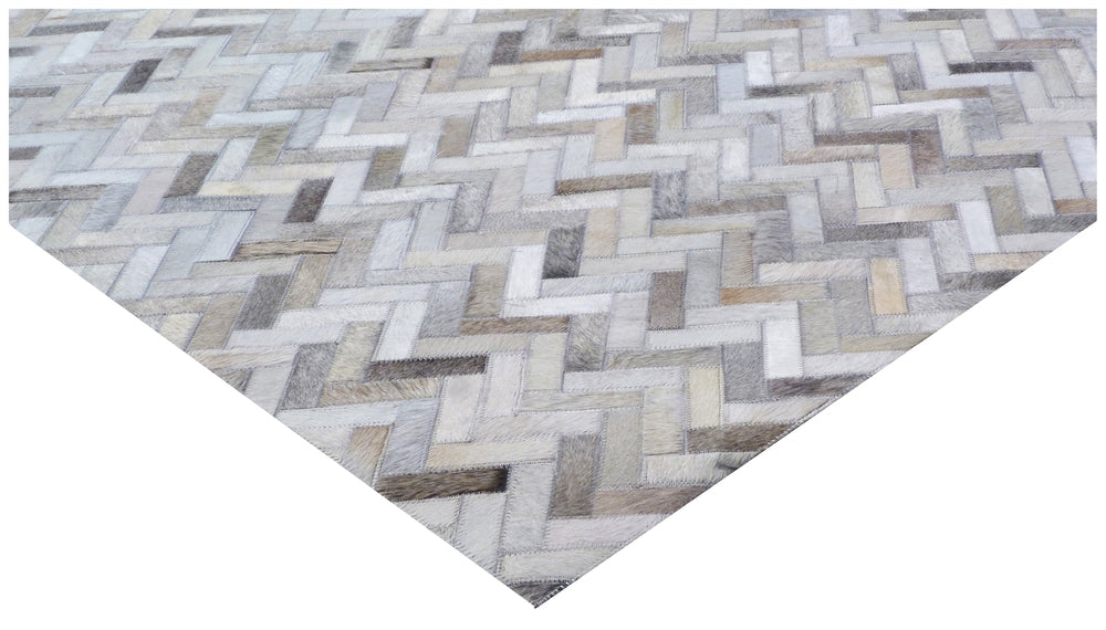 Exquisite Rugs Mosaic Leather Cowhide Ivory Area Rug