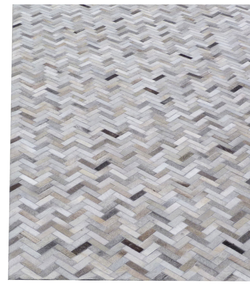 Exquisite Rugs Mosaic Leather Cowhide Ivory Area Rug
