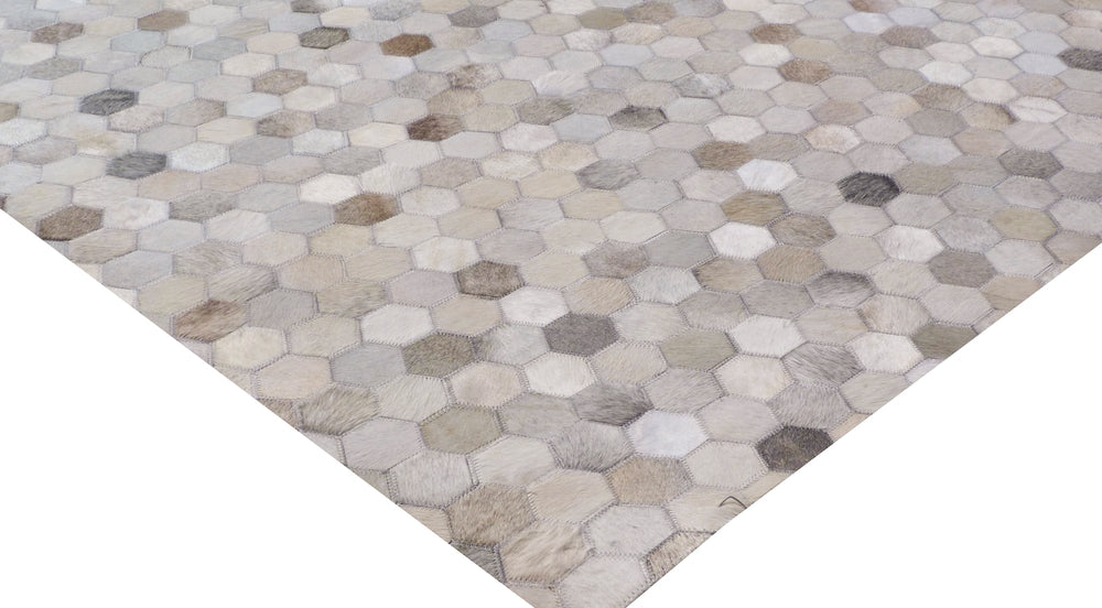 Exquisite Rugs Mosaic Leather Cowhide Ivory Area Rug