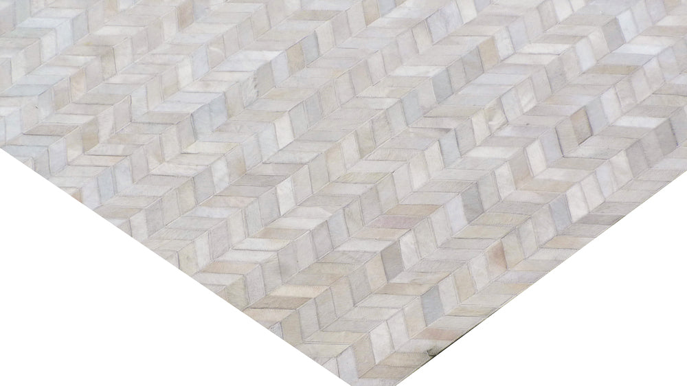 Exquisite Rugs Mosaic Leather Cowhide Ivory Area Rug