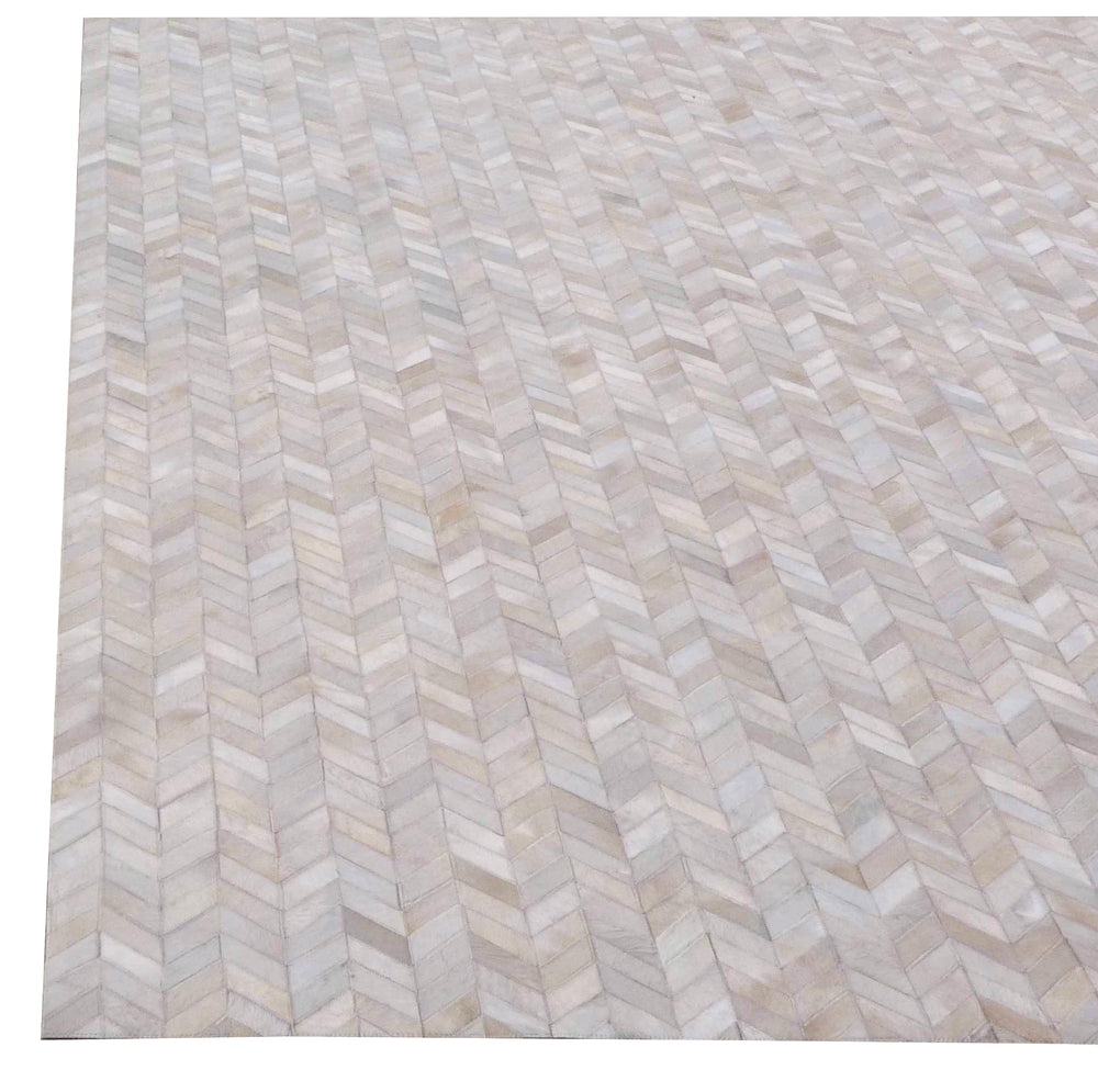 Exquisite Rugs Mosaic Leather Cowhide Ivory Area Rug