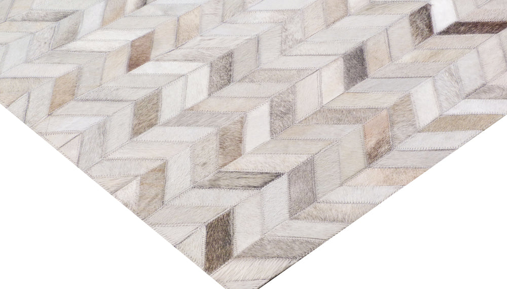 Exquisite Rugs Mosaic Leather Cowhide Ivory Area Rug