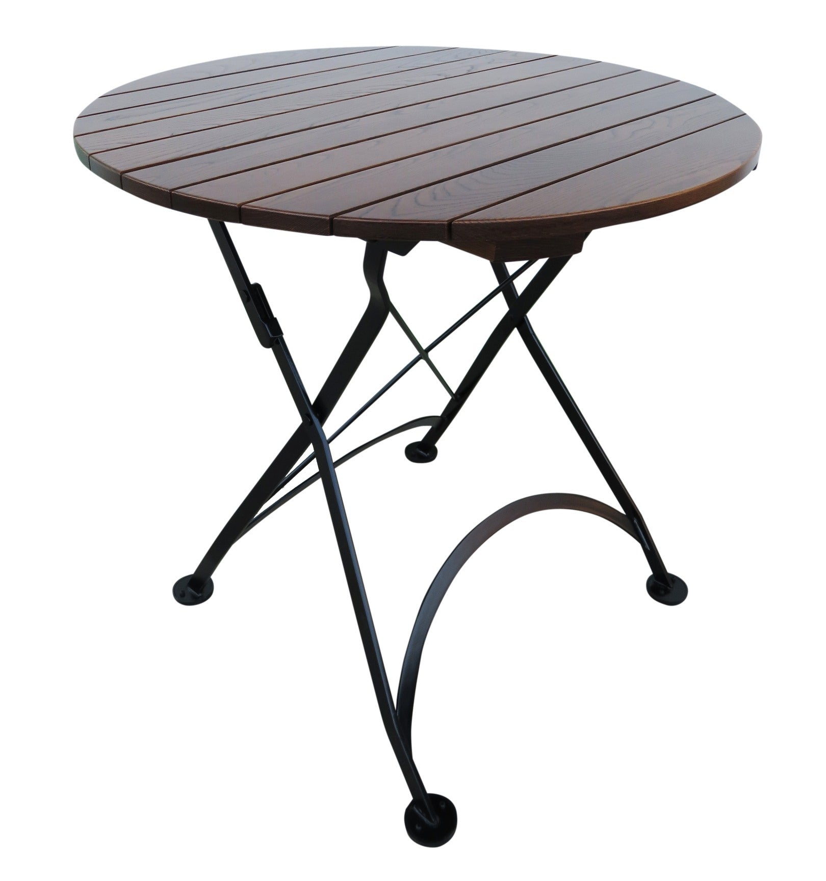 Furniture Designhouse French Cafe Bistro 36' Round" Folding Table - European Chestnut Wood Slat Top