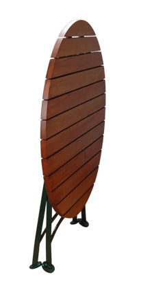 Furniture Designhouse French Cafe Round Bistro 32" Round Folding Table - European Chestnut Wood Slat Top