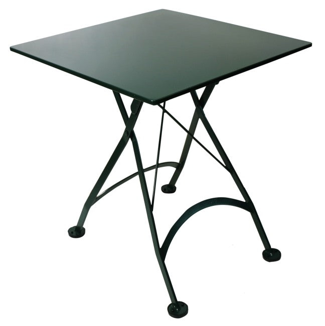 Furniture Designhouse French Cafe Bistro 28' Square Folding Table - Powder Coated Steel Top and Legs - Jet Black and Flame Red and Green