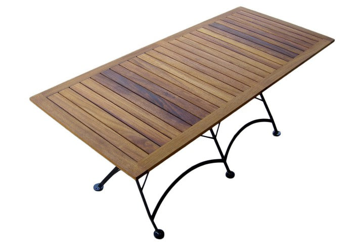 Furniture Designhouse Seven Piece Dining Set with 32" x 72" Aftrican Teak Slat Table Top and Four Isabelle Side Chairs and Two Isabelle Arm Chairs