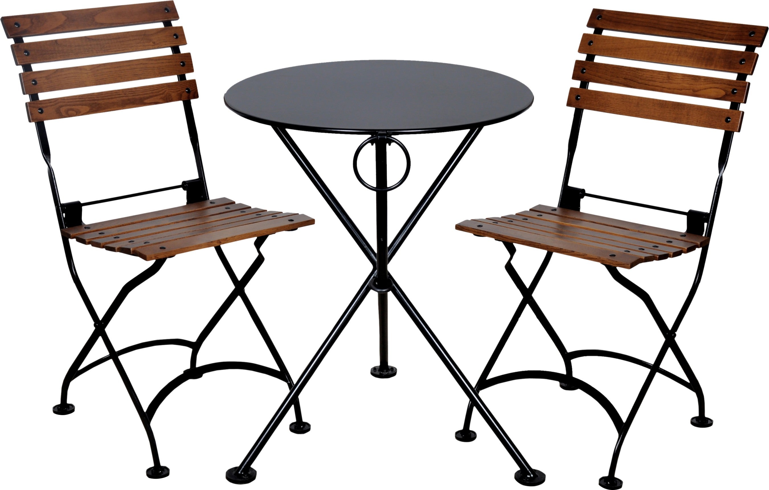 Furniture Designhouse Three Piece Bistro Dining Set with 24" Round Powder Coated Steel Top and Two Veronique Side Chairs