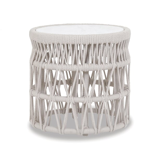 Sunset West Dana End Table with Honed Carrara Marble Top