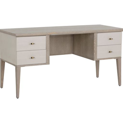 Sunpan Pattinson Desk Dark Brown-Grey Shagreen / White Ceruse-Cream Shagreen