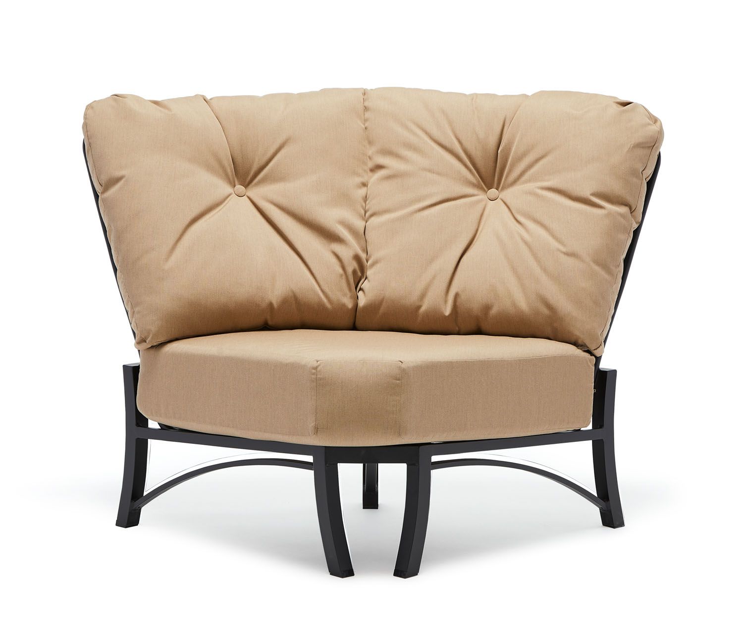 Woodard Cortland Curved Sectional Unit, Aged Teak, Beach Bum Creamsicle (Grade A), Grade A Fabric, Garden Chairs, Sectional, Cushion, Cortland, Aluminum, Fabric, Curved, Frame, Outdoor