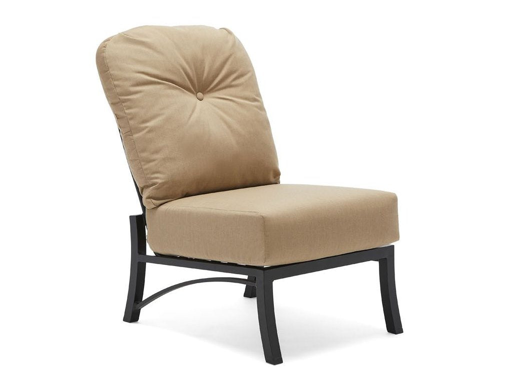 Woodard Cortland Armless Sectional Unit, Aged Teak, Beach Bum Creamsicle (Grade A), Grade A Fabric, Garden Chairs, Sectional, Cushion, Cortland, Aluminum, Fabric, Curved, Frame, Outdoor