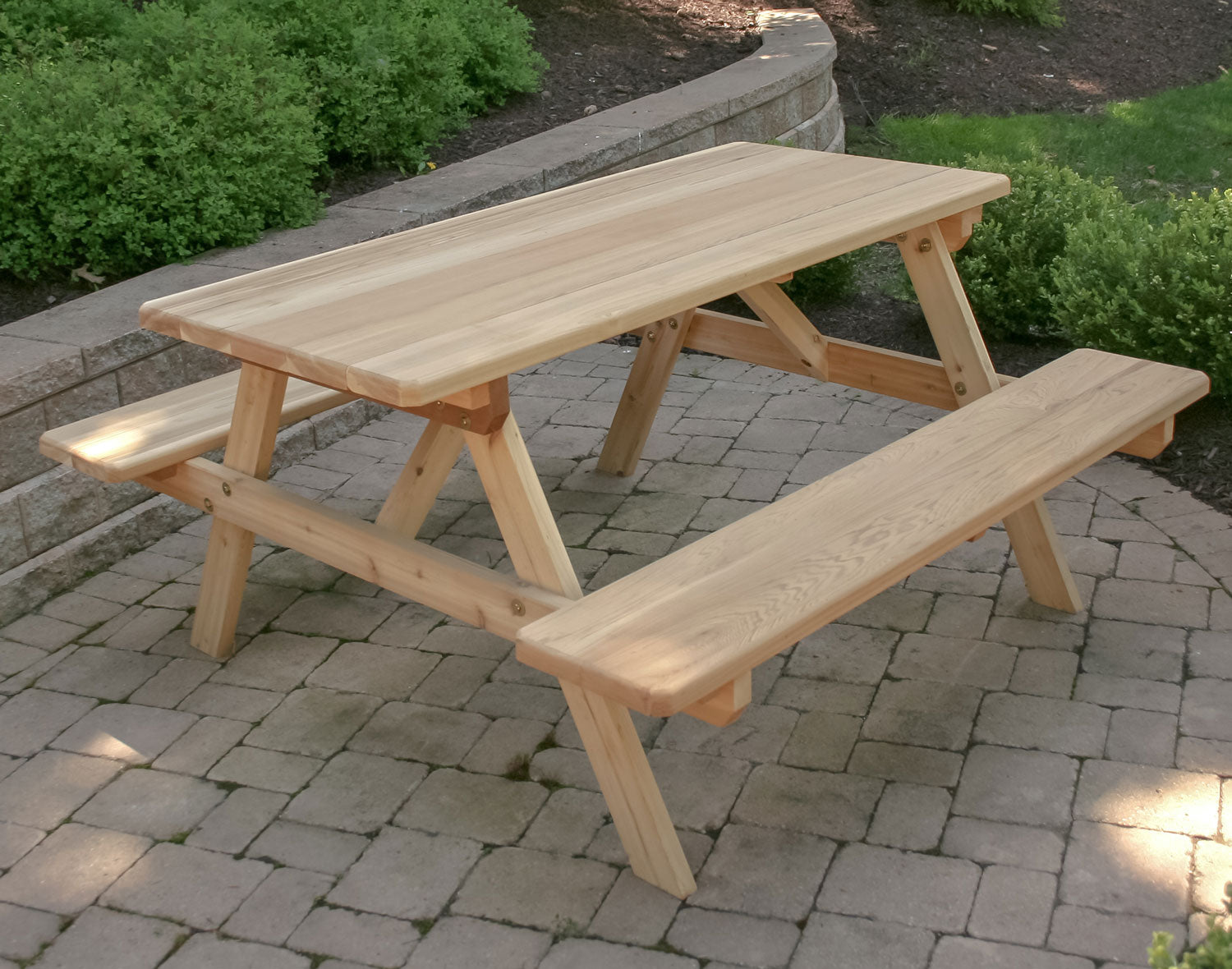 Creekvine Designs 4'/5'/6'/8' Cedar Park Style Picnic Table with Attached Benches