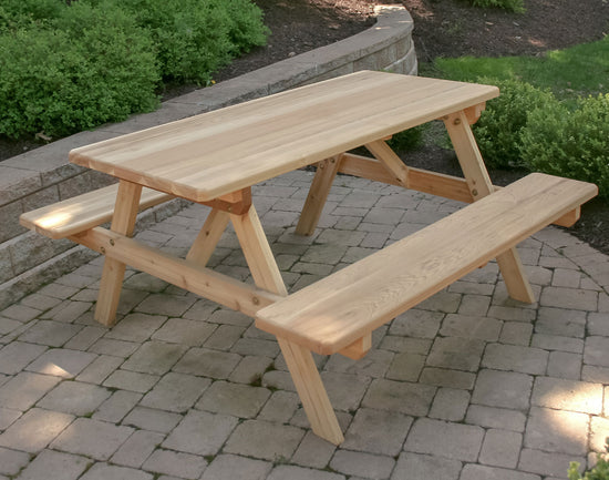 Creekvine Designs 4'/5'/6'/8' Cedar Park Style Picnic Table with Attached Benches