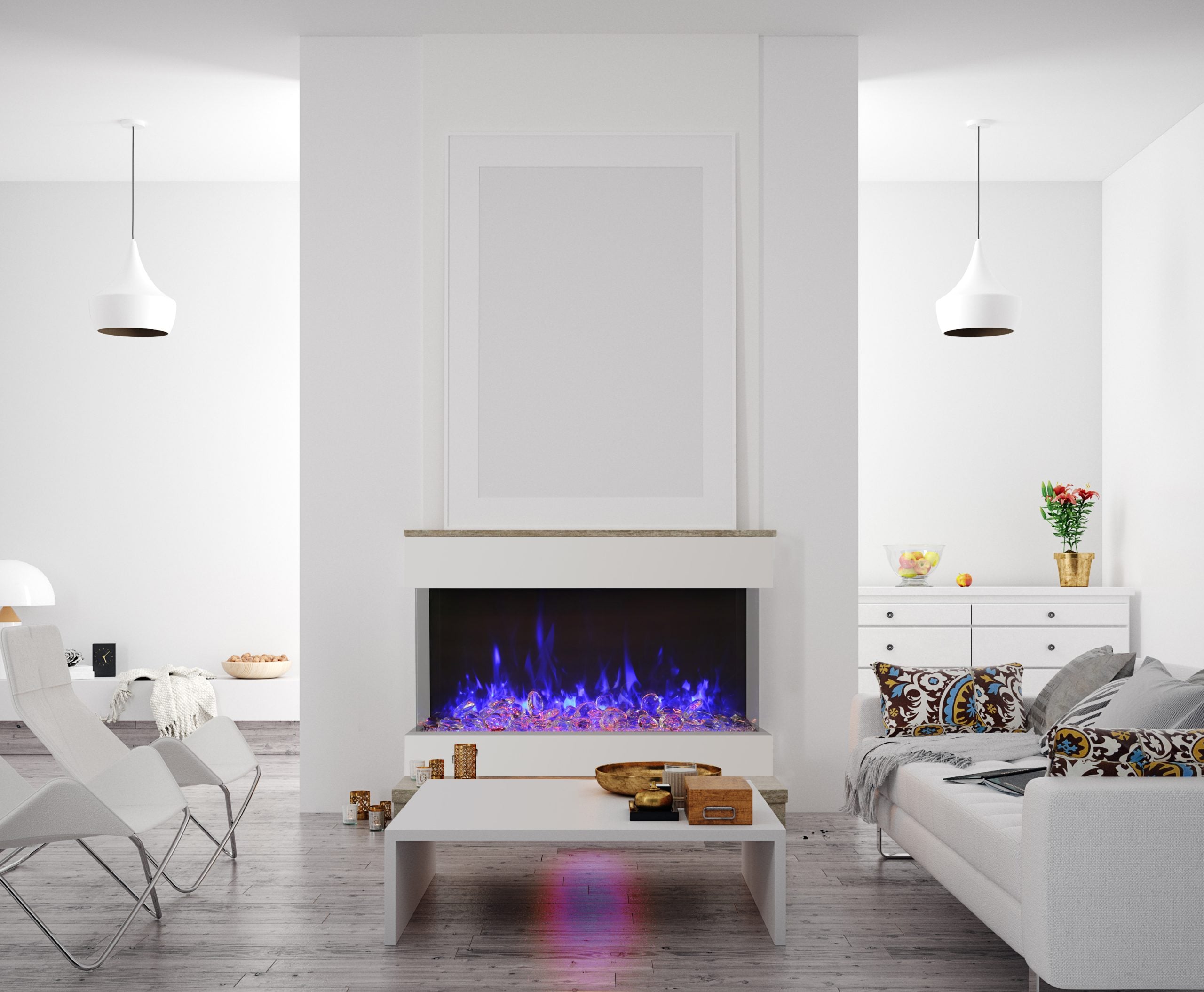 Amantii 50" Unit - 14 1/4" In Depth 3 Sided Glass Fireplace