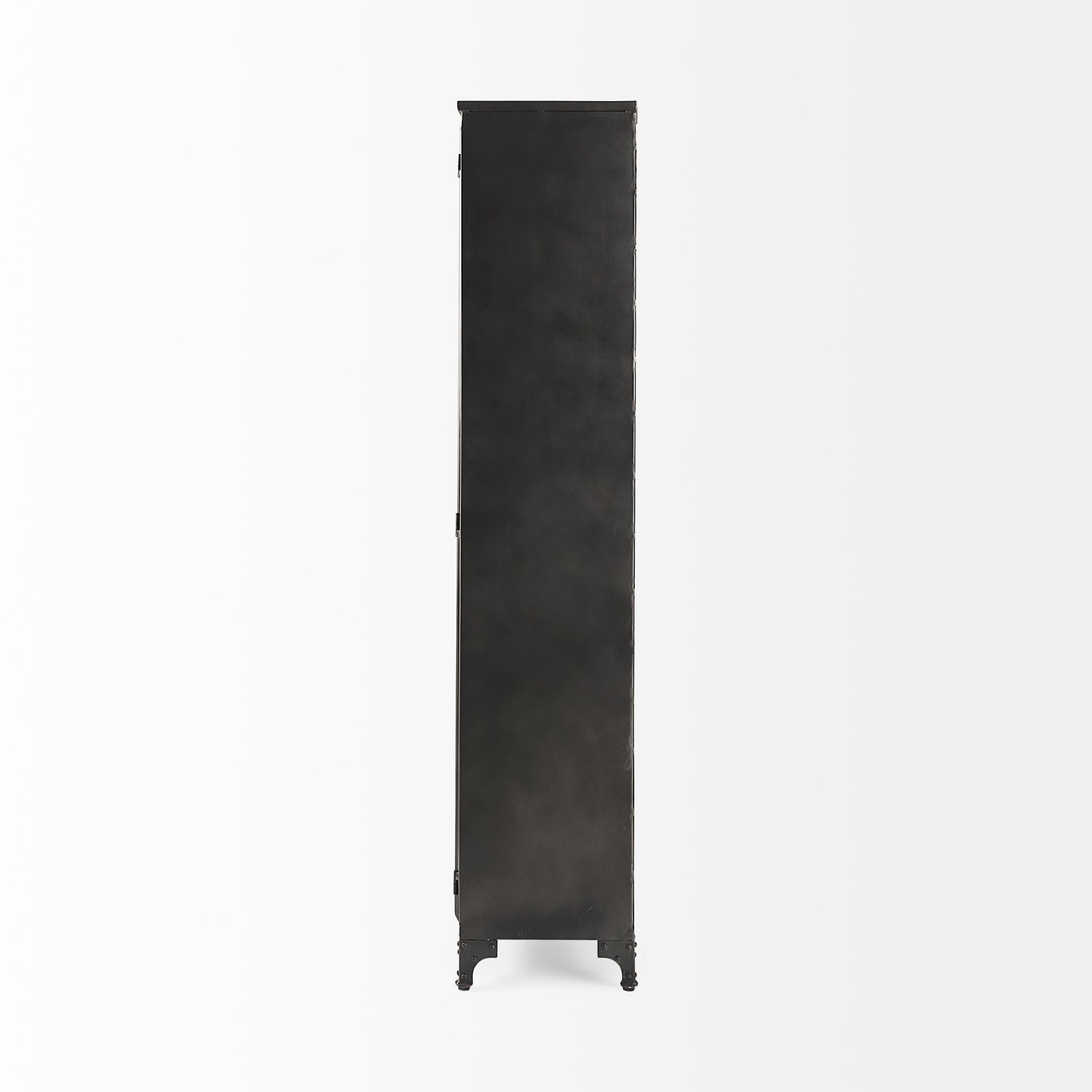 Mercana Poppy II 73.8" H Black Metal With Glass Door Display Cabinet