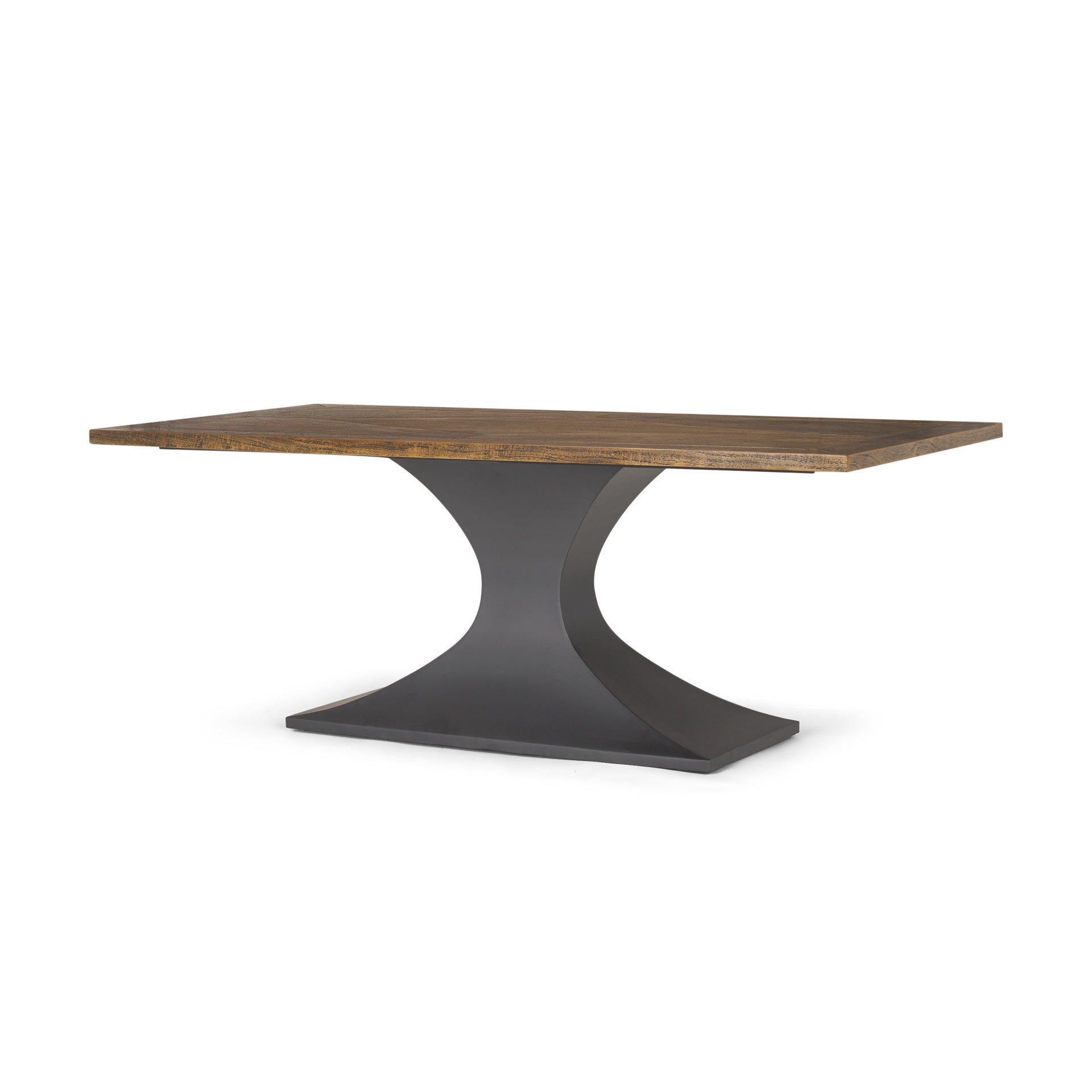 Mercana Maxton II 79x39 Rectangular Brown Solid Wood Top Dark Gunmetal Base Dining Table