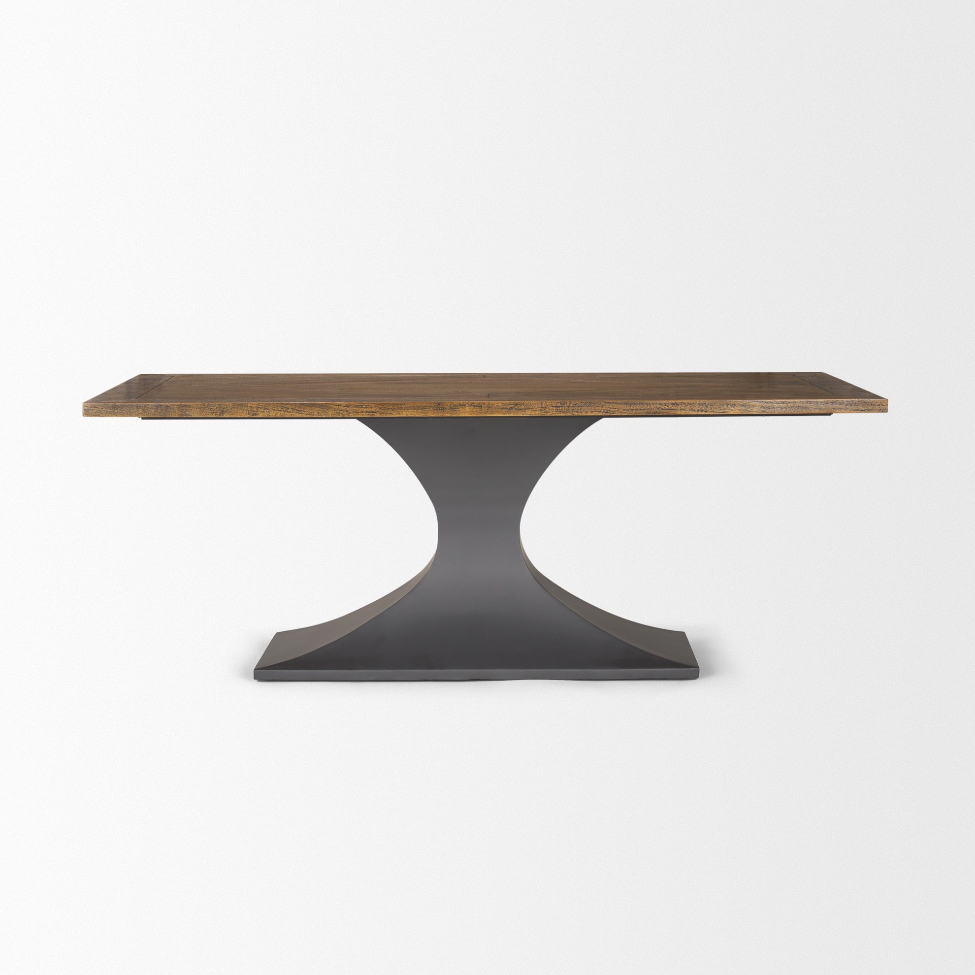 Mercana Maxton II 79x39 Rectangular Brown Solid Wood Top Dark Gunmetal Base Dining Table