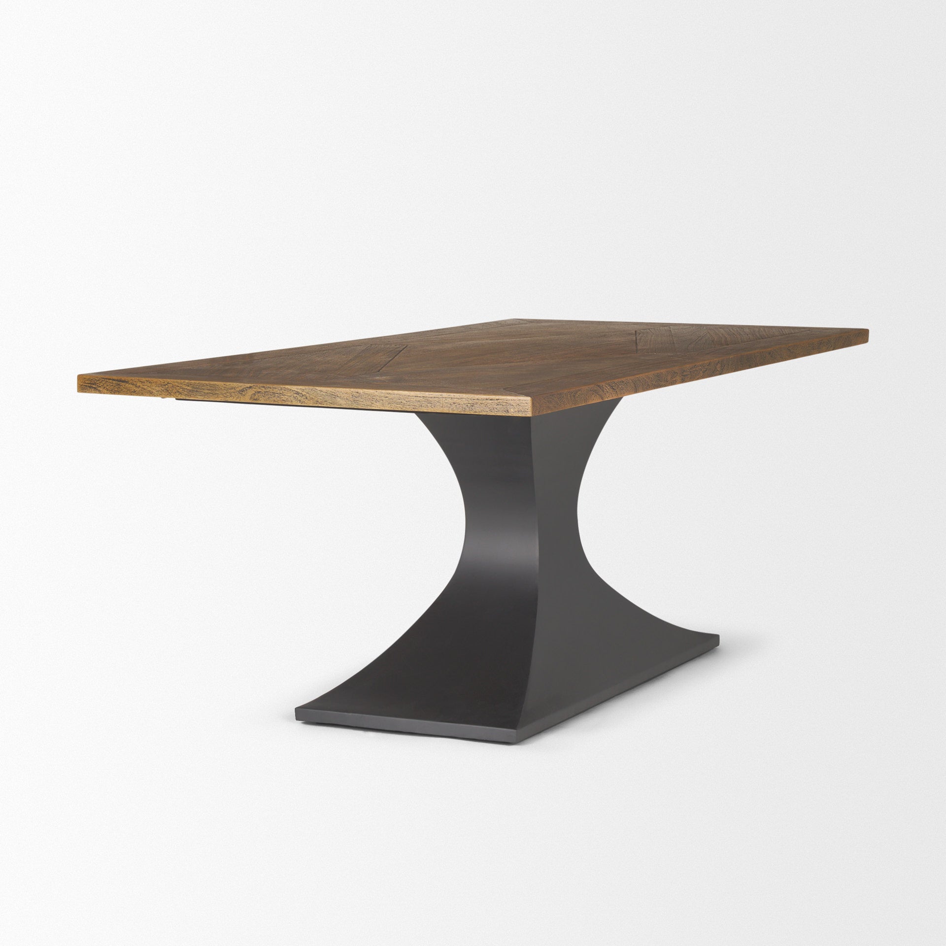 Mercana Maxton II 79x39 Rectangular Brown Solid Wood Top Dark Gunmetal Base Dining Table
