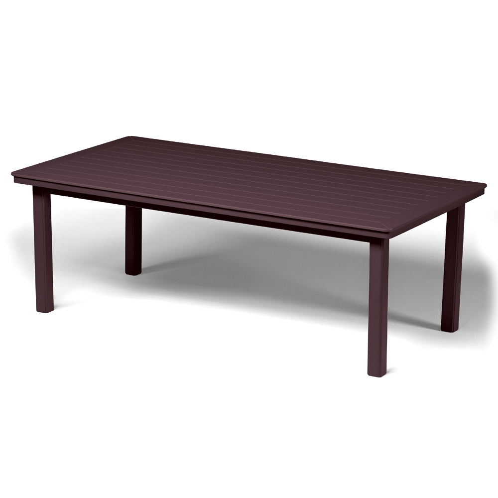 Telescope Casual 42" X 84" Rectangular Marine Grade Polymer Table Top Only With Umbrella Hole, Dining Height Table Legs, Textured White, Slatted Kona, Polymer, Outdoor
