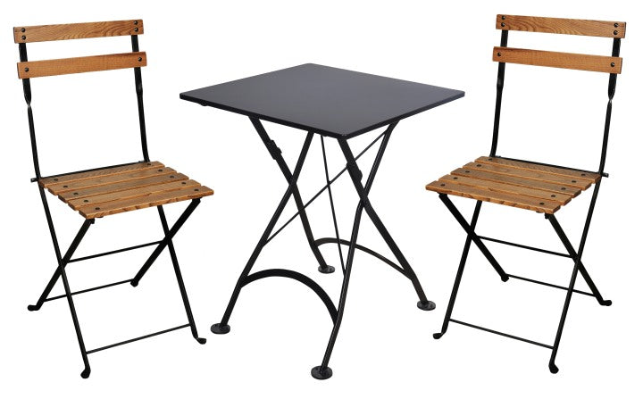 Furniture Designhouse Five Piece Dining Set with 28" Square Powder Coated Steel Top with Two Veronique Side Chairs