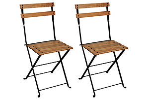 Furniture Designhouse Lyon Folding Chair - Stackable -European Chestnut Wood Clear Coated Slats - Set of Two